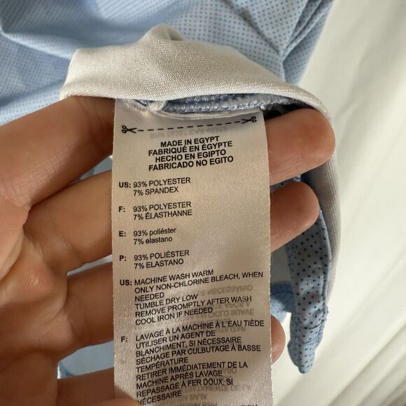 ADIDAS Golf Polo Men's Medium Blue Polka Dot Short Sleeve Soft Collared - Picture 5 of 8